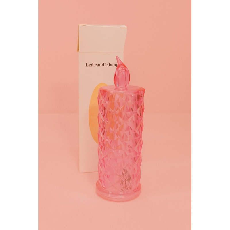 LED Flame Candle Lamp  Pink Glass Ambient Light