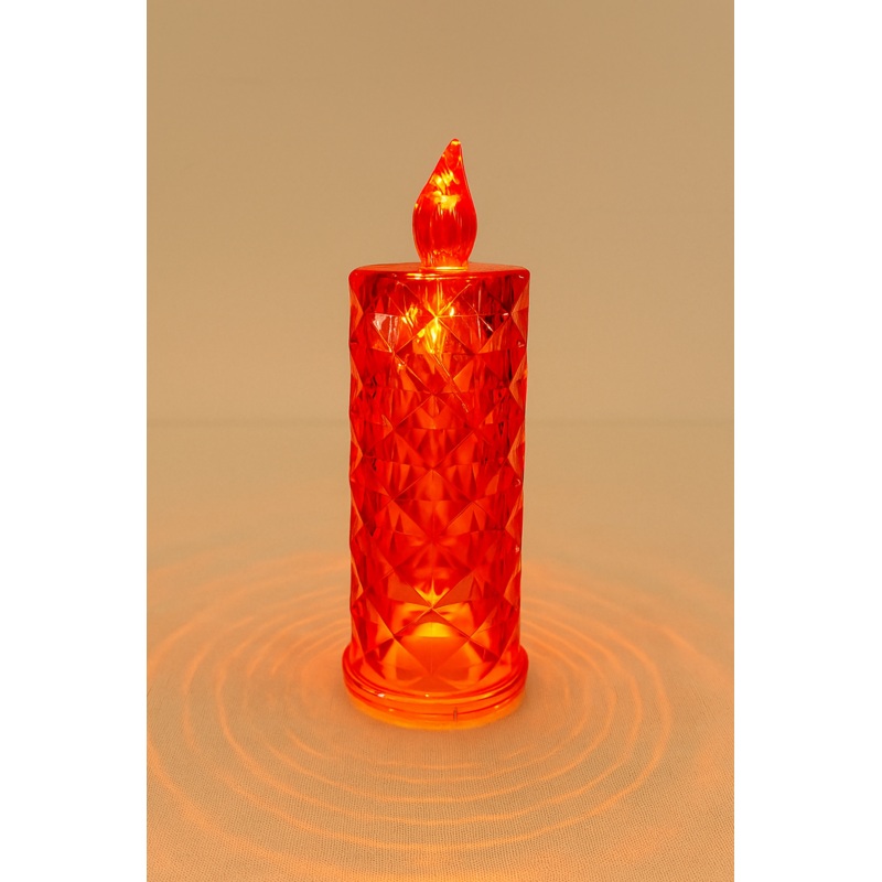 LED Flame Lamp  Decorative Ambient Light LED Pillar Candle, Crystal Flameless Candle for Diwali, Christmas Decorative Lights (Red)